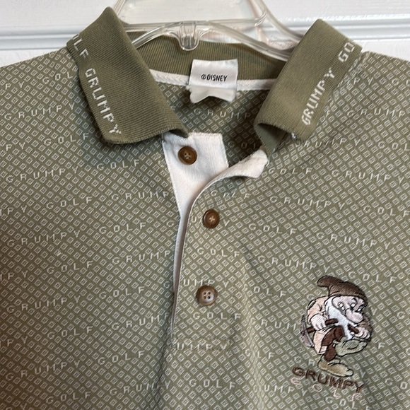 Disney Grumpy Golf men’s green embroidered short sleeve polo shirt size large - Picture 2 of 9